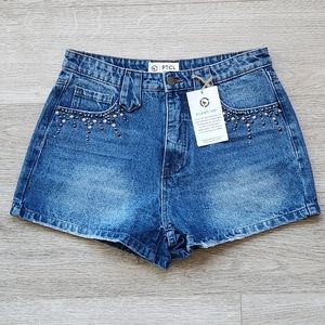 PTCL Jean Denim Shorts Size 9 Embellishment Distressed Nwt
